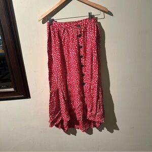 Cotton & Rye Red Floral Button-Down Skirt